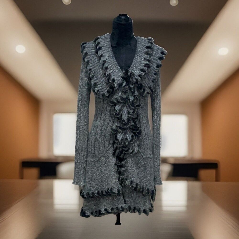 Lapis Duster Women’s Cardigan  Faux Fur Whimsigoth Y2K Fairy Witchy Boho Size L